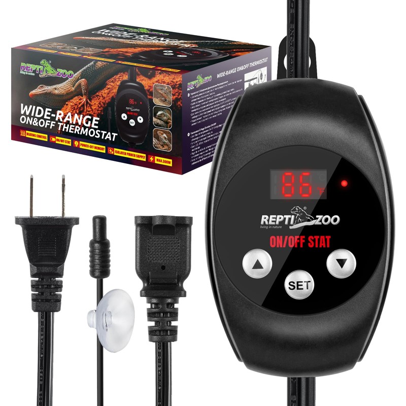REPTI ZOO Reptile Thermostat Wide Range Temperature Controller Reptile Heat