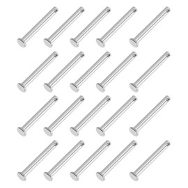 PATIKIL 5 x 50 mm Single Hole Clevis Pins, 20 Pcs 304 Stainless Steel Flat Head Pin for Hitch Pin Lock Link Hinge Systems, Silver