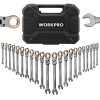 WORKPRO 22-Piece Flex-Head Ratcheting Wrench Set Metric 6-18mm & SAE