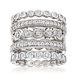 Ross-Simons 2.50 ct. t.w. CZ Jewelry Set: 5 Eternity Bands in Sterling Silver. Size 5