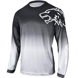Men's Mountain Bike Shirts Long Sleeve MTB Off-Road Motocross Jersey Quick Dry&Moisture-Wicking Large