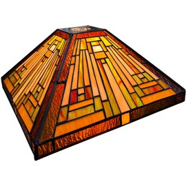 Capulina Tiffany Lamp Shade 12 Inches Wide Accessories Replacement Amber Brown Mission Tiffany Style Stained Glass Lampshade for Torchiere Floor Lamp and Pendant Light