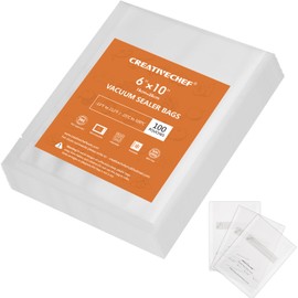 CREATIVECHEF Vacuum Sealer Bags, 6 x 10 Inches/100 Pieces, Food Storage Vacuum Sealer Bags, BPA-Free for Dry and Moist Food, Fresh Preservation, Suitable Sous Vide Cooking (15 x 25)