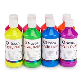 Nasco 9708080 Acrylic Fluorescent Paint Set, 8 Count, Cup - 8 oz. each