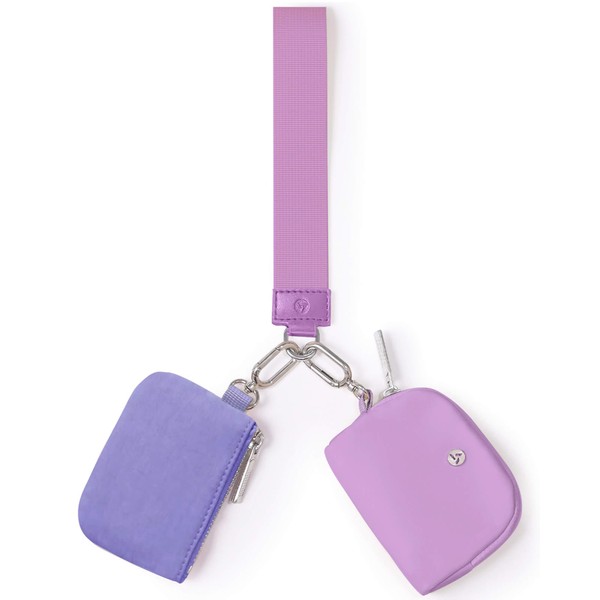 Dual Pouch Wristlet Wallets for Women, Mini Zip Around Wristlet