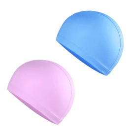 2 Pcs Fabric Swimming Caps, High Elastic Swimming Hat for Men Women, Comfortable Non-slip Swimming Hats for Adult and Kids, Chlorine Beating Lightweight Swim Cap (black)