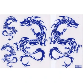 1 Sheet - Dragon Blue Vinyl Stickers Motorsport Motocross Car Scooter Tuning Sticker Film 270 mm x 180 mm Weatherproof for Model Making