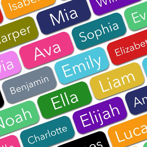 Bunny Badges Personalized Name Labels (100 Labels) (0.9" 0.4") Small