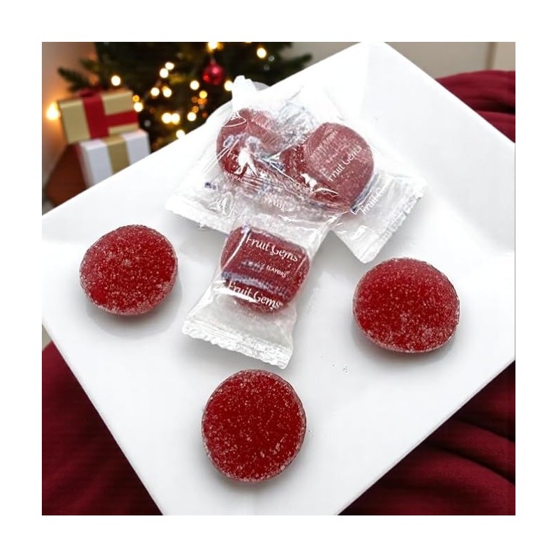 Individually Wrapped Fruit Gems Soft Candy Raspberry Flavor Only -1lbs,