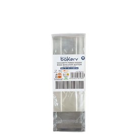 Decora 5855040 Confezione da 100 Sacchetti trasparenti in plastica per alimenti, con Fondo Rigido in cartone 75 + 40 X 220 H Mm, per confezionare dolcetti, biscotti e bon bon