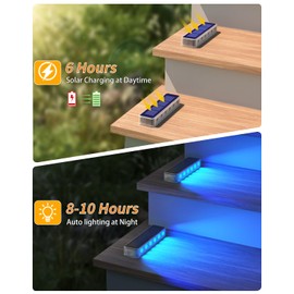 DetarZinLED Blue Solar Lights for Outside,6 Pack Solar Deck Lights Outdoor Waterproof LED,Blue Step Light for Outside,Dock Light Solar Powered Waterproof for Deck,Steps,Dock,Driveway,Stair,Path