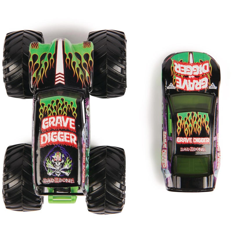 Monster Jam, 1:64 Scale Truck and Racing Car Set, Robust,