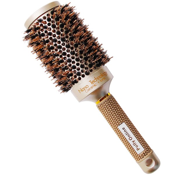 Round Hair Brush Blow Dry Brush Ion Boar Hair Anti Static Round Brush for Hair Drying, Curling and Straightening (45mm)