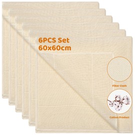 6 Pcs Cheesecloth, 60x60cm Cheesecloth Fabric Cheese Cloths for Straining Cloth Cheese Cloth Reusable Washable for Homemade Cheese Nut Milk Juice Soup(Density 100)