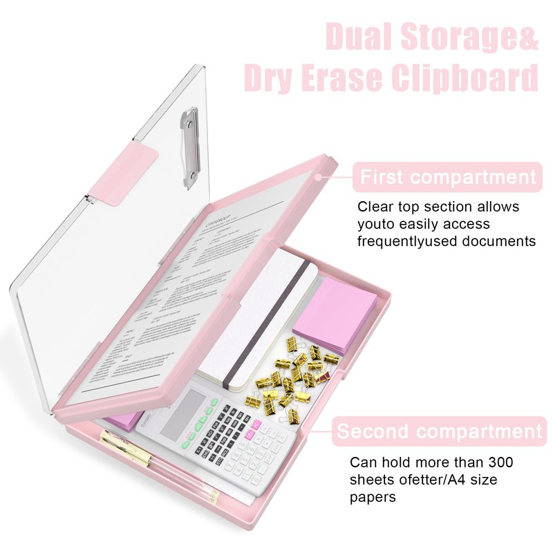 Hongri Clipboard with Storage, Pink 8.5 x 11 Folder Nursing