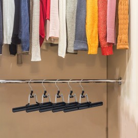 Relaxdays Metal Trouser Hangers Pack of 5, 360° Swivel Hooks, Firm Clamps, Skirt Holders, Rubberized, Black