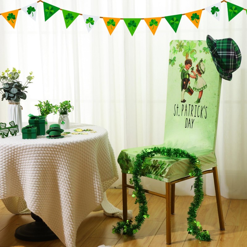 Yoande Set of 6 St. Patricks Day Chair Covers, Green