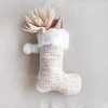Creative Co-Op 19-1/2"H Fabric Bouclé Stocking w/Faux Fur Trim Poms,
