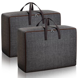 Wintfarm Aufbewahrungstasche für Bettdecken,Faltbare Aufbewahrungstasche Groß mit verstärktem Griff und Stabilem Reißverschluss,Wasserdicht Langlebige Umzugstaschen für Kleidung,Kissen (100L*2 Stück)