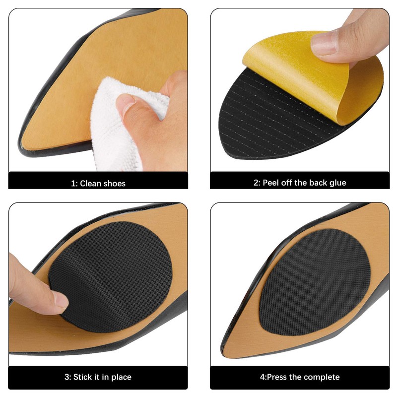 Makryn - Almohadillas antideslizantes para zapatos (3 pares), color negro