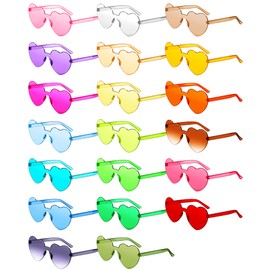 Frienda 20 Pairs Valentine's Day Heart Shaped Sunglasses Rimless Candy Color Glasses for Women Men Party Favor(Assorted Colors)