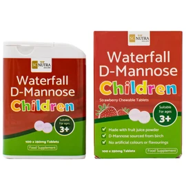 Waterfall D-Mannose for Children Birch D-Mannose & Natural Strawberry Juice Powder for Boys & Girls 3 Years + | 250mg Tablets – 100 Count