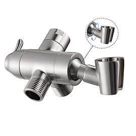 Shower Arm Diverter with Handshower Mount, G1/2 Brass Shower Diverter Valve Bathroom Universal Shower System Replacement for Handheld Shower and Fixed Shower Head, Brushed Nickel