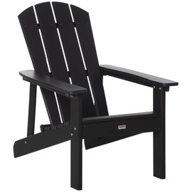 Outsunny Adirondack Chair, HDPE Fire Pit Chair, Weather Resistant Outdoor Chair for Patio, Garden, Backyard, Lawn, Black