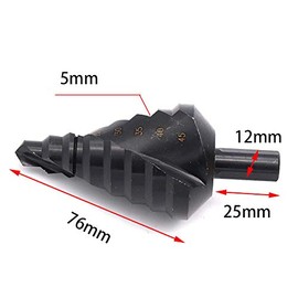 Meichoon Step Cone Drill Bit Set 10-45mm Spiral Flute, High Speed Steel Large Bit Nitride Pagoda Step Drill for Carbon Steel, Sheet Iron, Insulation Boards, PVC Boards,Planks DC15 Black