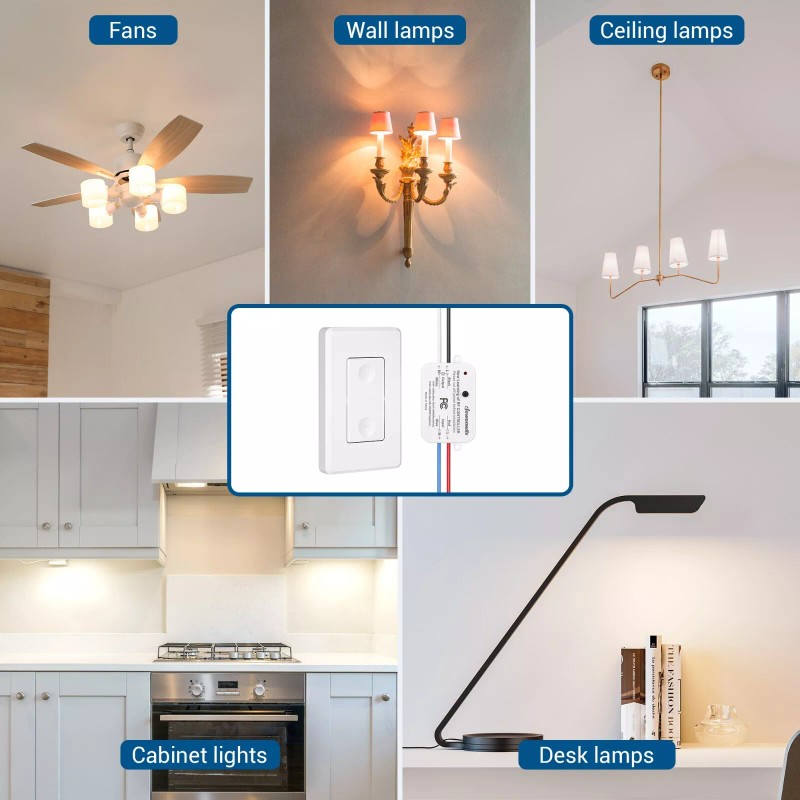 DEWENWILS Remote Control Wall Switch Lighting Fixture for Ceiling Lights,