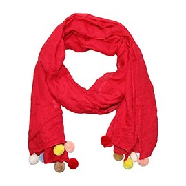 ACC Women's Bobble Scarf Cotton Colourful Girls, red
