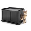 CHEFJOY Litter Box Enclosure, Wooden Litter Box Furniture w/Double Doors