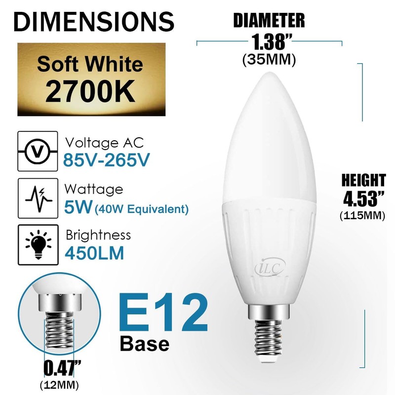 HEKEE E12 LED Candelabra Light Bulbs, Color Changing Candle, B11