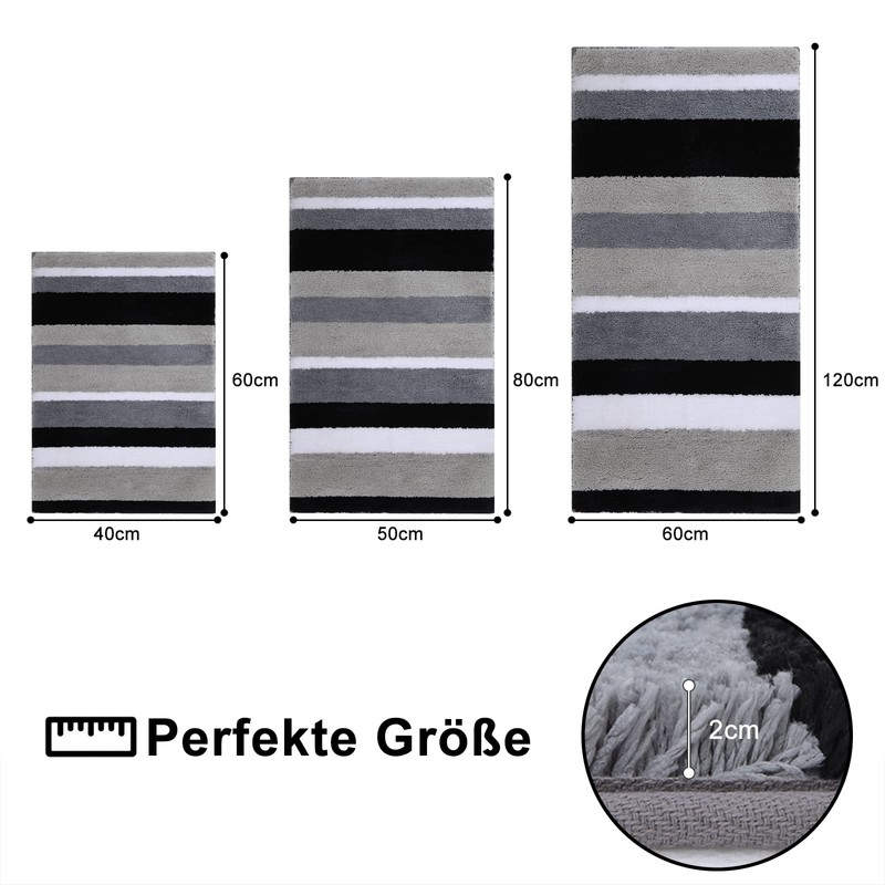Homaxy Non-Slip Bathroom Rug Soft High-Pile Microfibre Bath Mat Absorbent