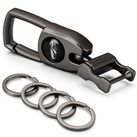 Keychain Carabiner for Keys, Heavy Duty Car Key Chain with 4 Key Rings Quick Release -Keychains Organizer for Men and Women - Dark Grey