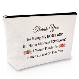 Boss Lady Gifts for Women Cosmetic Bag Birthday Gifts for Boss Female Women Friend Boss Day Gift Thank You Gifts for Women Makeup Bag Coworker Leaving Gift Retirement Going Away Gifts for Boss Female