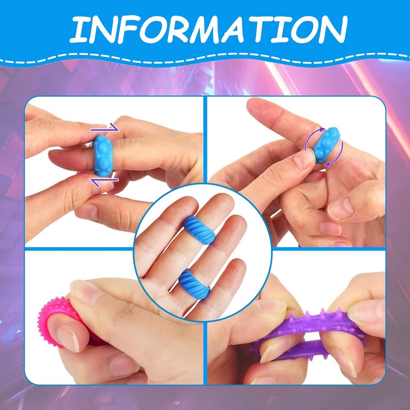 atnayo 12 Pack Fidget Rings for Kids, Sensory Ring for