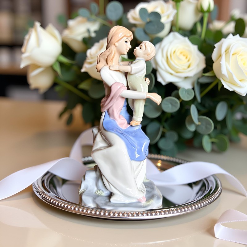 MTME Porcelain Figurines, New Mother and Sleeping Baby, Wedding Gift,