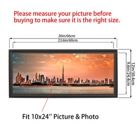 LTYHHK 10x24 Panoramic Picture Frames Solid Wood 10x24 Poster Frame 10x24 Photo Frames Family Wall 10x24 Picture Frame Black (LMKB1024)