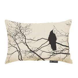 Nicokee Throw Pillow Cover Gothic Raven On A Tree Branch Decorative Pillow Case Home Decor 20x12 Inches Pillowcase