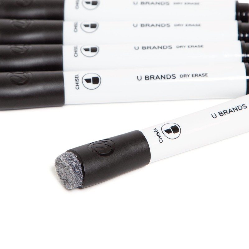 U Brands Fine Tip Dry Erase Markers with Eraser, Whiteboard