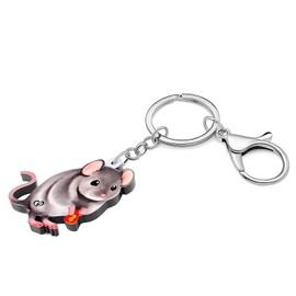 LONYOO Acrylic Cute Mouse Keychain Car Key Wallet Jewelry Keyring Anime Rat Keychain Gifts for Women Girls Charms (Brown 226)
