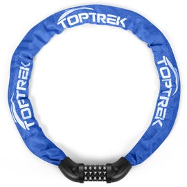 toptrek Bicycle Combination Lock, Bicycle Lock High Security with 5 Digit Combination Code, 6 mm x 100 cm Steel Chain Links Chain Lock for Bicycle/Motorcycle/E-bike/Scooter (Dark Blue)