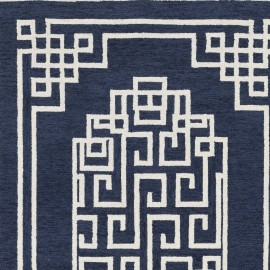 Homeroots 3' X 5' Navy Blue And Ivory Wool Abstract Geometric Hand Tufted Area Rug