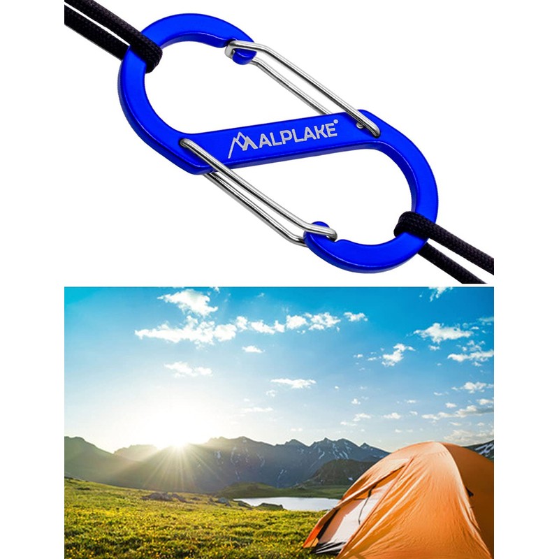 ALPLAKE ® - Pack of 4 Material Carabiners, Double Carabiner,
