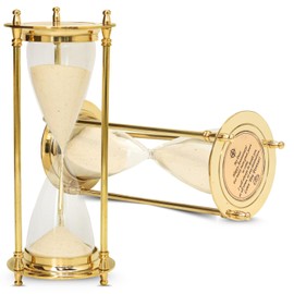 My Dear Happy Anniversary Vintage Brass Hourglass Sand Timer with White Sand