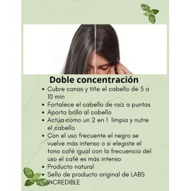 Shampoo Tinte 2 En 1 Color Negro Y Café 400ml Natural Labs