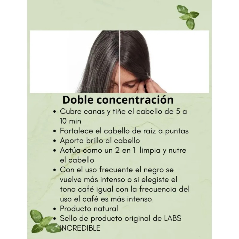 Shampoo Tinte 2 En 1 Color Negro Y Café 400ml