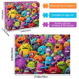 HUADADA-Puzzles 1000 Pieces for Adults jigsaw puzzles for adults 1000 Piece Puzzle Educational Games-Crazy Monsters Puzzles