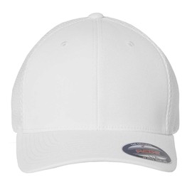 Joe's USA Flexfit 6533 Fitted Ultrafibre Airmesh Cap - L/XL - 1 Pack - White